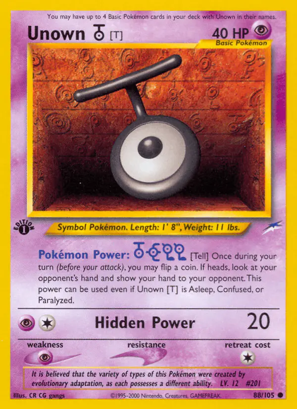Carta Unown [T] 88/105 de Neo Destiny