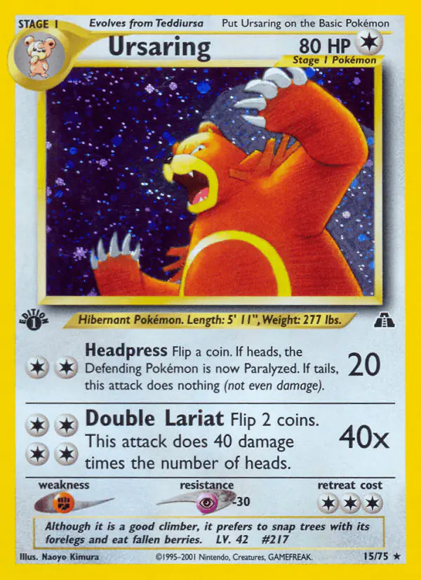 Carta Ursaring 15/75 de Neo Discovery