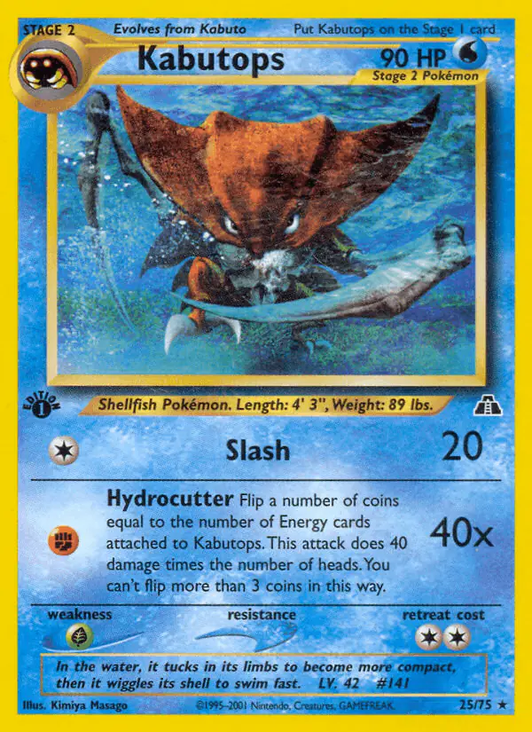 Carta Kabutops 25/75 de Neo Discovery
