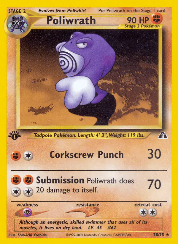 Carta Poliwrath 28/75 de Neo Discovery