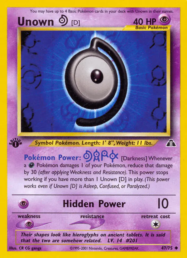 Carta Unown [D] 47/75 de Neo Discovery