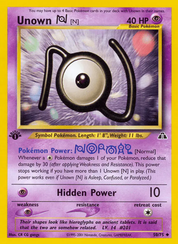 Carta Unown [N] 50/75 de Neo Discovery