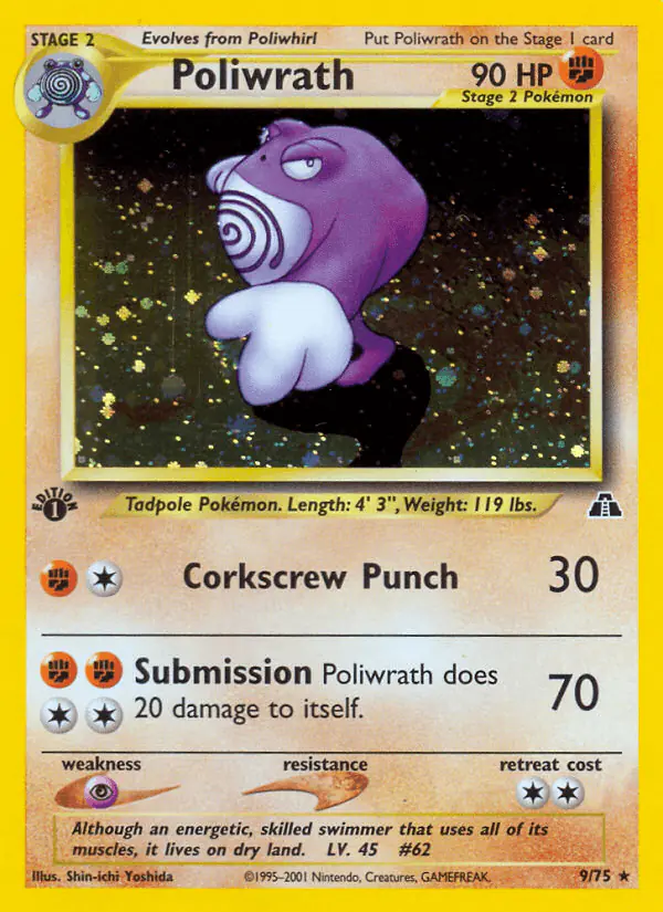 Carta Poliwrath 9/75 de Neo Discovery