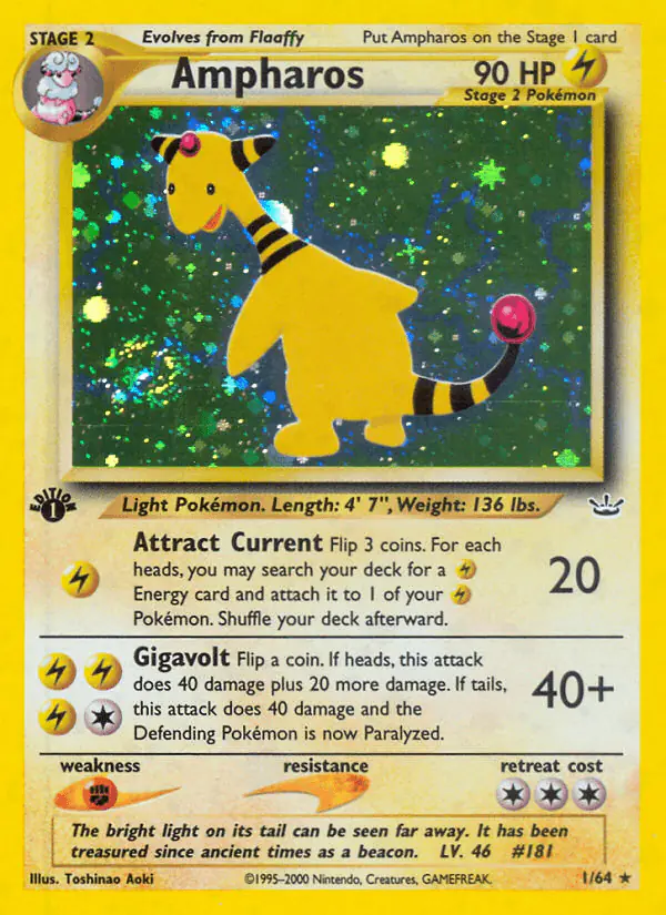 Carta Ampharos 1/64 de Neo Revelation