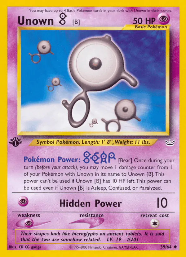 Carta Unown [B] 39/64 de Neo Revelation