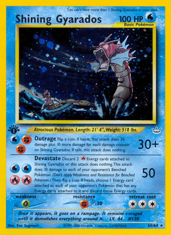 Carta Shining Gyarados 65/64 de Neo Revelation