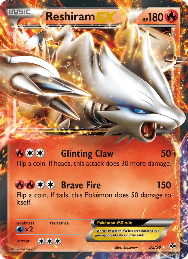 Carta Reshiram-EX 22/99 de Next Destinies