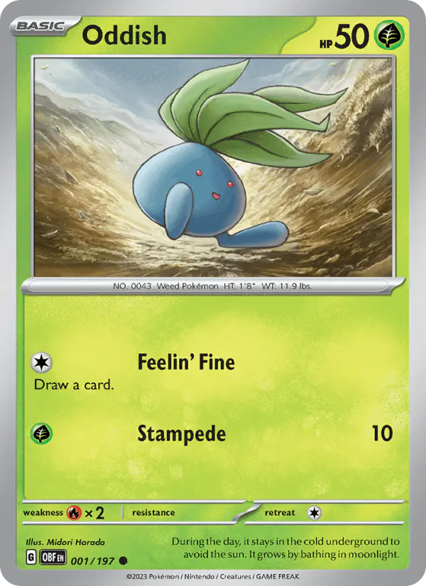 Carta Oddish 001/197 de Obsidian Flames