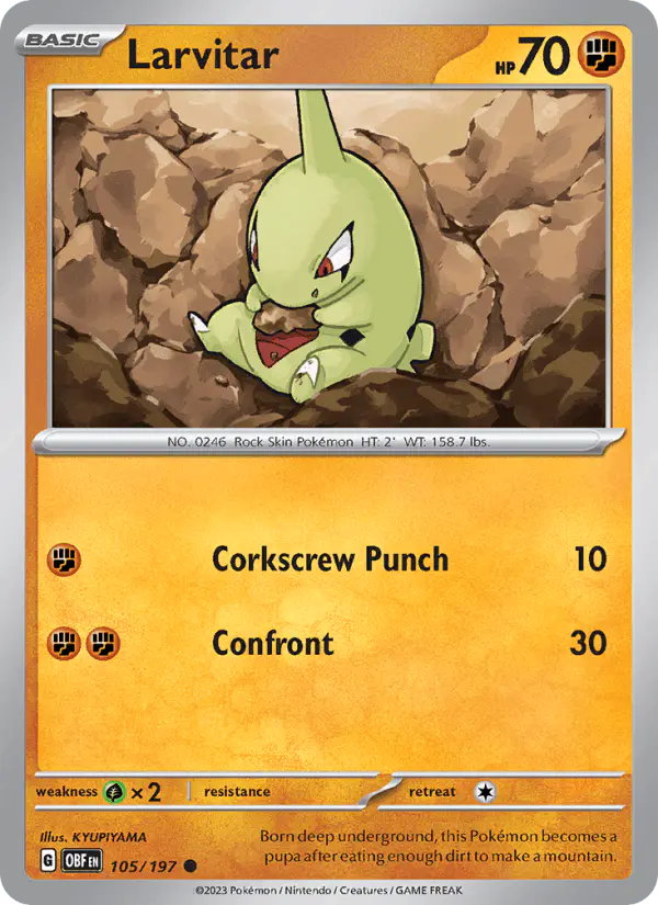 Carta Larvitar 105/197 de Obsidian Flames