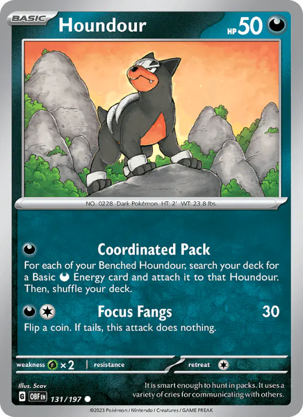 Carta Houndour 131/197 de Obsidian Flames