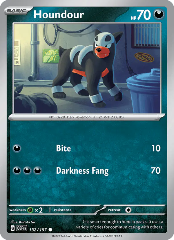 Carta Houndour 132/197 de Obsidian Flames