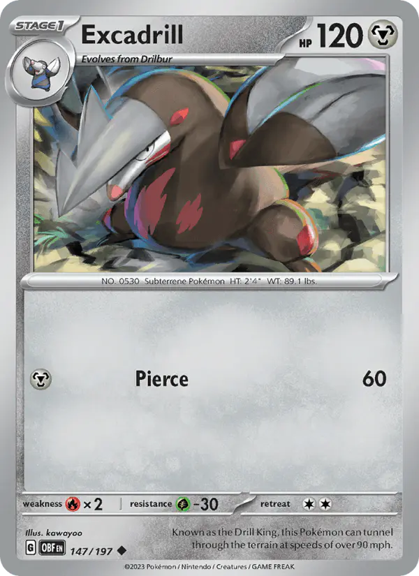 Carta Excadrill 147/197 de Obsidian Flames
