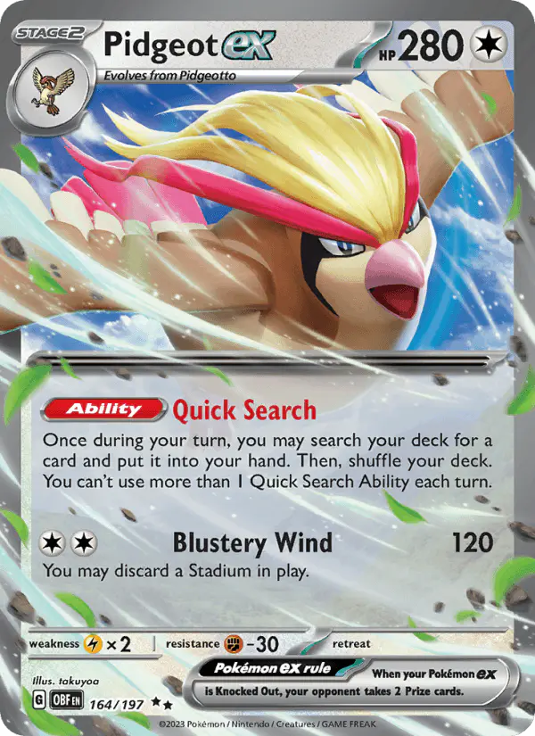 Carta Pidgeot ex 164/197 de Obsidian Flames