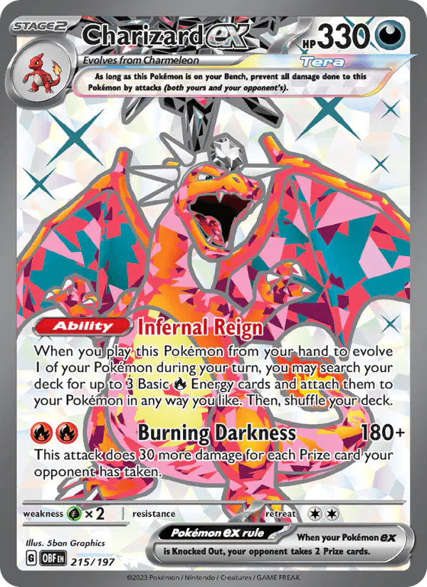 Carta Charizard ex 215/197 de Obsidian Flames