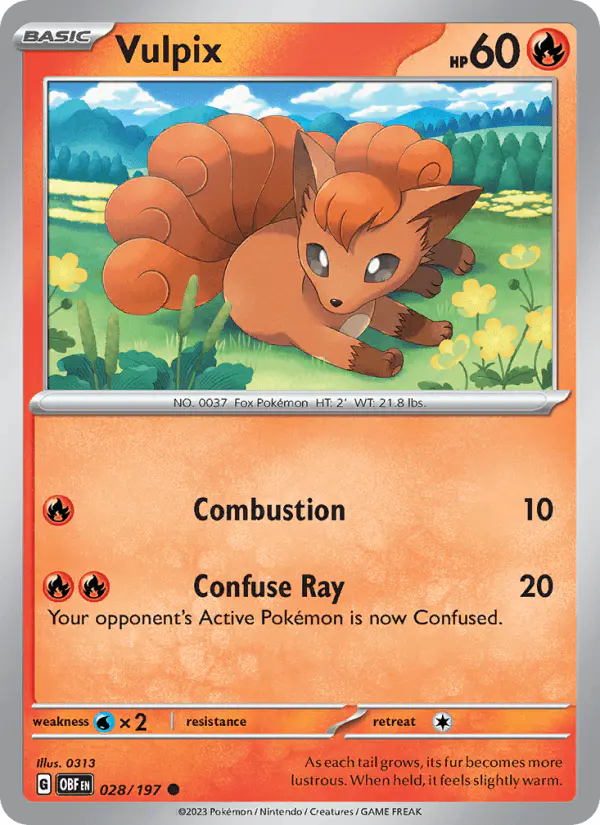 Carta Vulpix 028/197 de Obsidian Flames