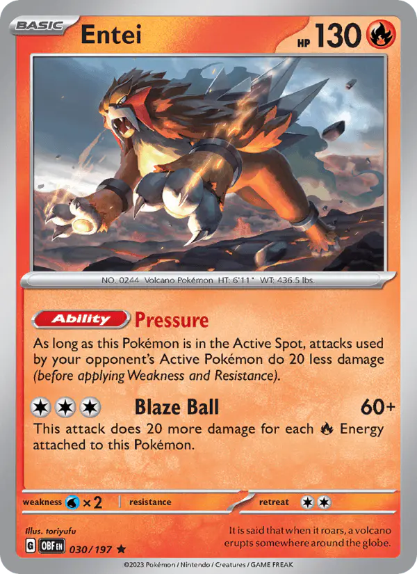 Carta Entei 030/197 de Obsidian Flames