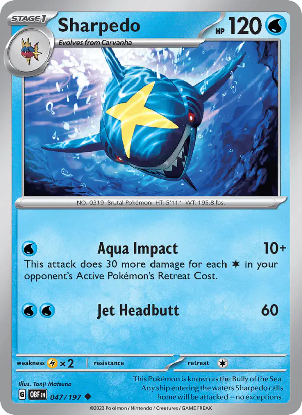 Carta Sharpedo 047/197 de Obsidian Flames
