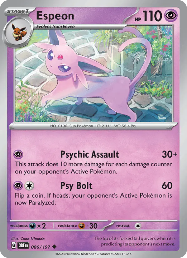 Carta Espeon 086/197 de Obsidian Flames