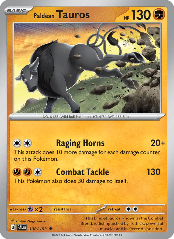 Carta Paldean Tauros 108/193 de Paldea Evolved