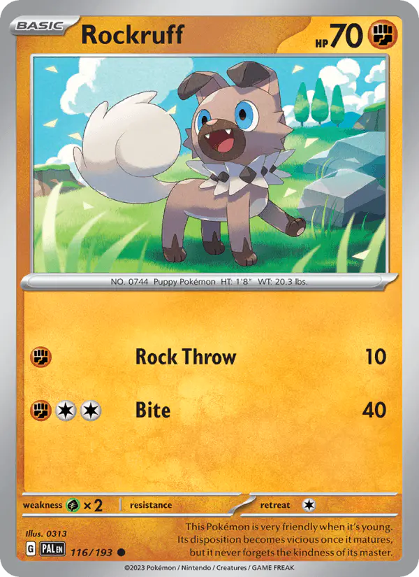 Carta Rockruff 116/193 de Paldea Evolved