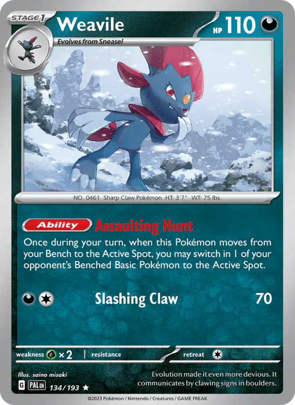 Carta Weavile 134/193 de Paldea Evolved