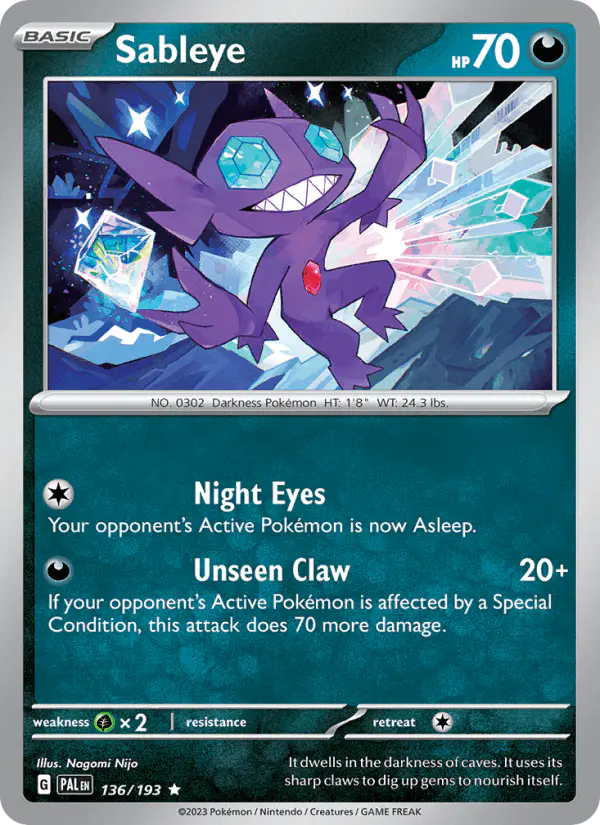 Carta Sableye 136/193 de Paldea Evolved