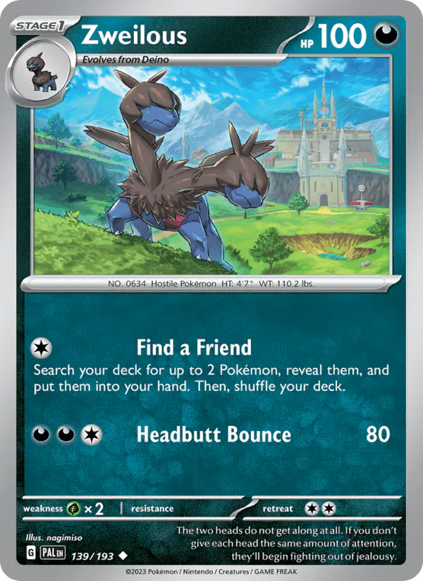 Carta Zweilous 139/193 de Paldea Evolved
