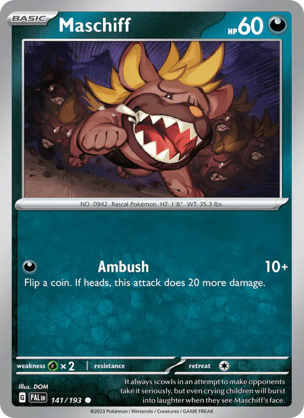 Carta Maschiff 141/193 de Paldea Evolved