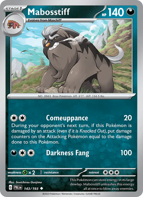 Carta Mabosstiff 143/193 de Paldea Evolved