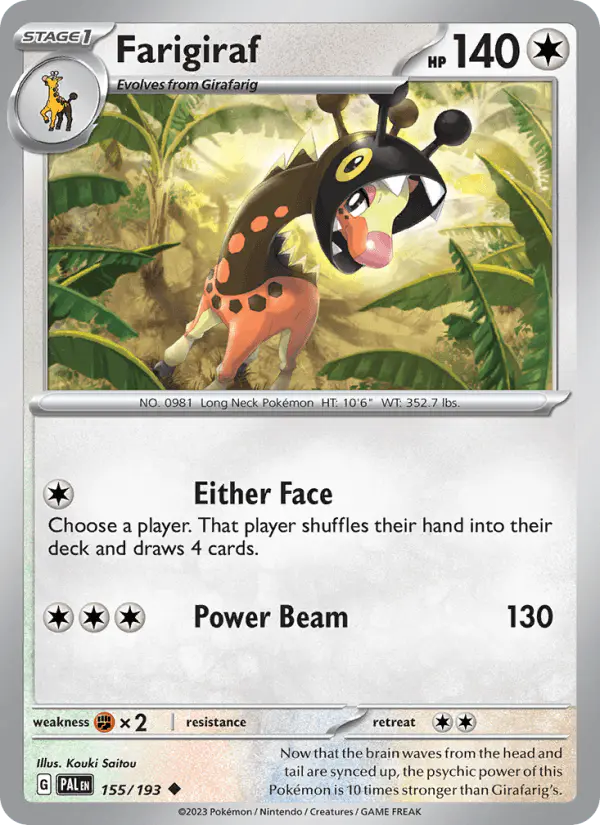 Carta Farigiraf 155/193 de Paldea Evolved