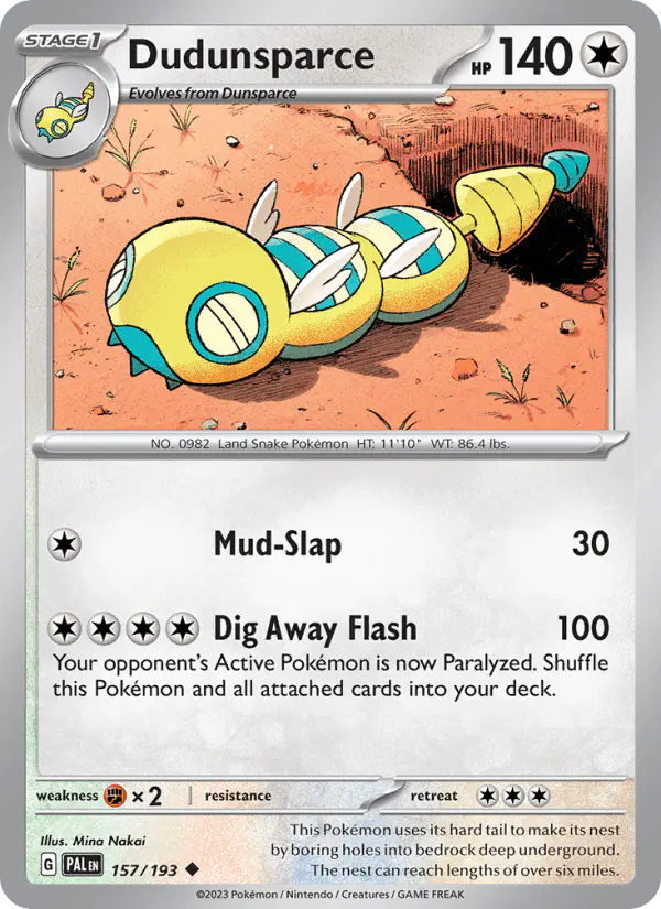 Carta Dudunsparce 157/193 de Paldea Evolved