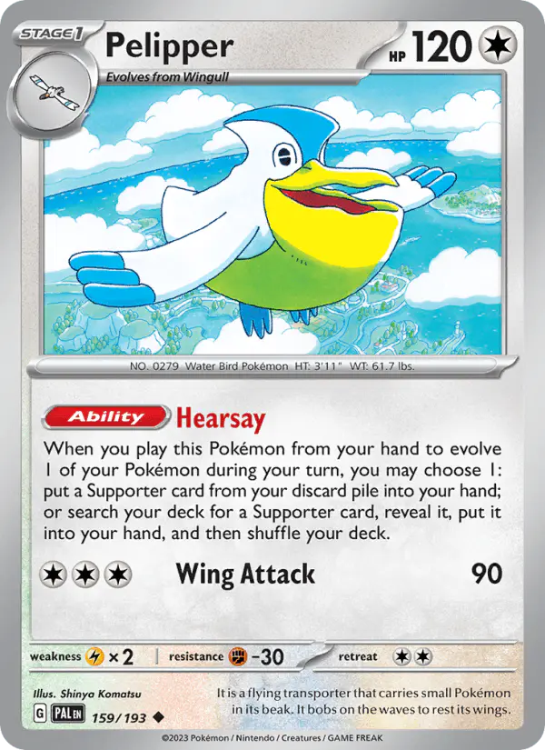 Carta Pelipper 159/193 de Paldea Evolved