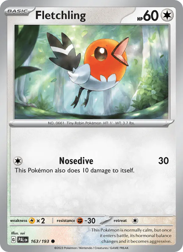 Carta Fletchling 163/193 de Paldea Evolved