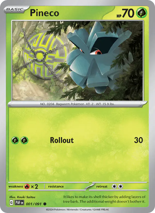 Carta Pineco 001/091 de Paldean Fates