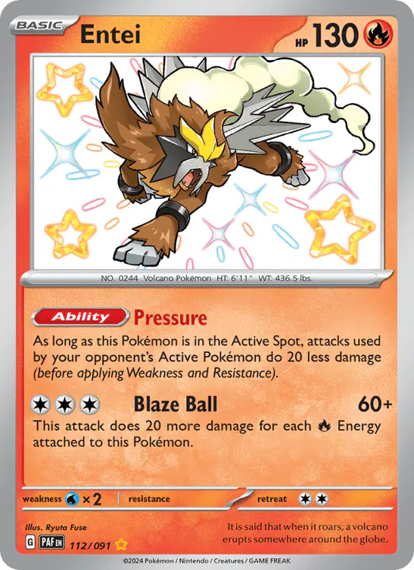 Carta Entei 112/091 de Paldean Fates