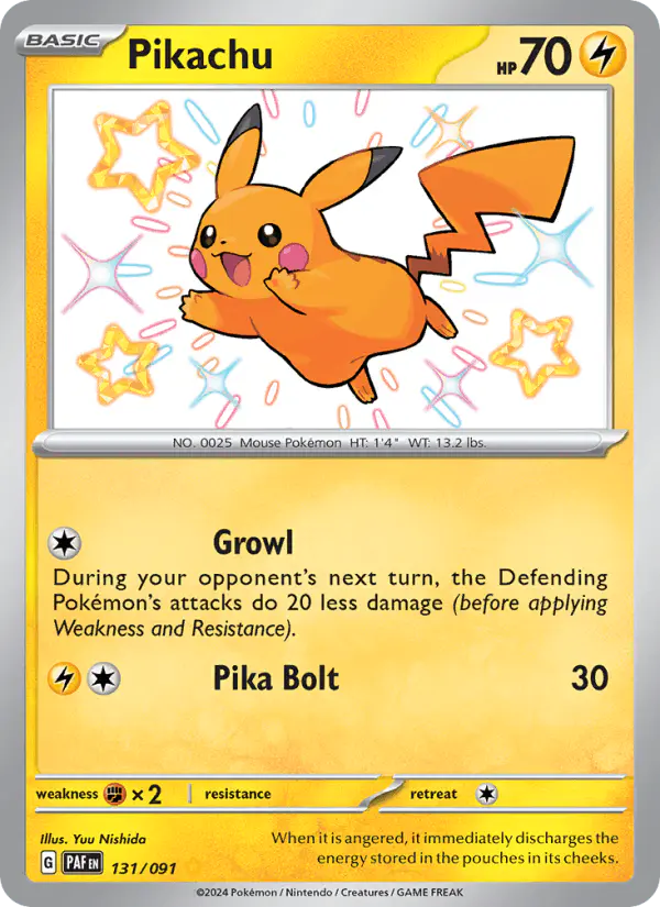 Carta Pikachu 131/091 de Paldean Fates