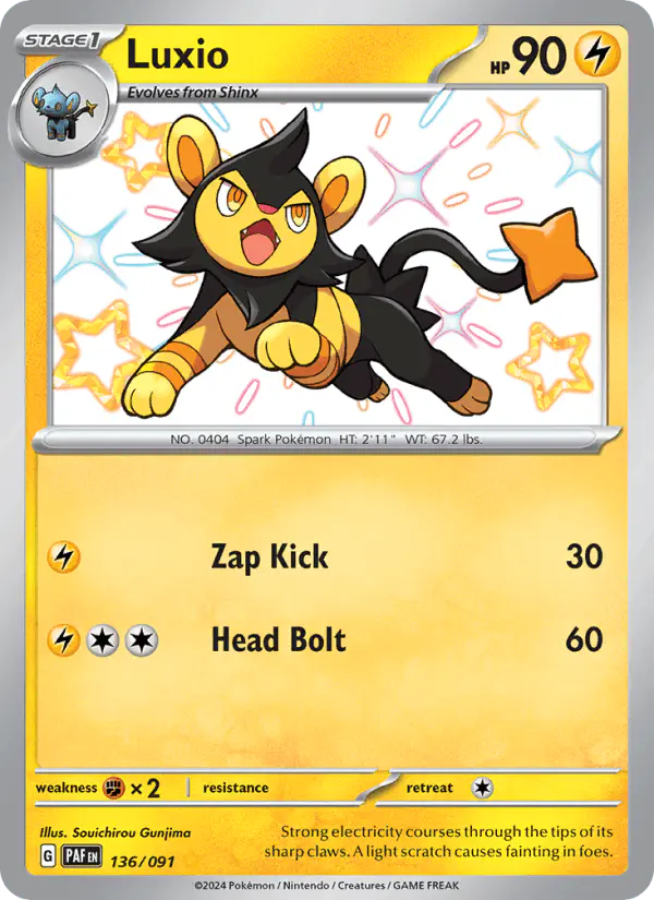 Carta Luxio 136/091 de Paldean Fates
