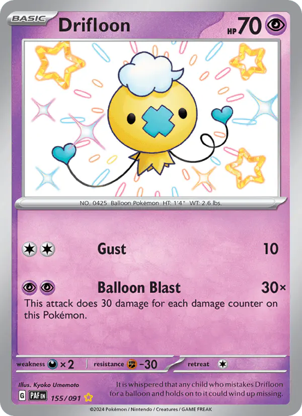 Carta Drifloon 155/091 de Paldean Fates