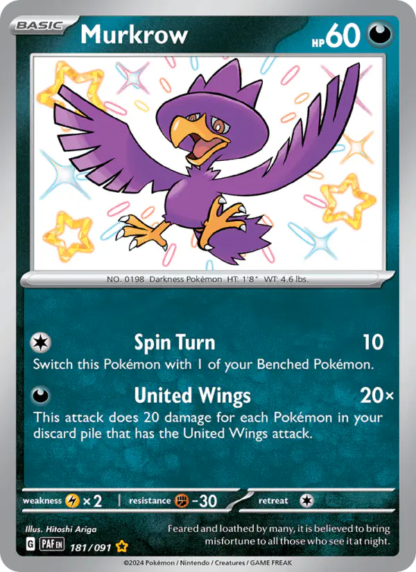 Carta Murkrow 181/091 de Paldean Fates