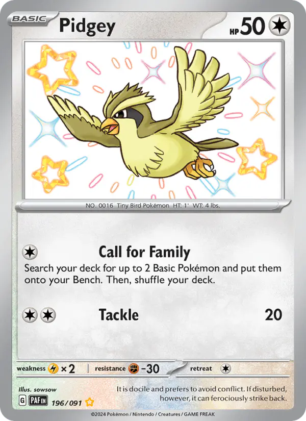 Carta Pidgey 196/091 de Paldean Fates