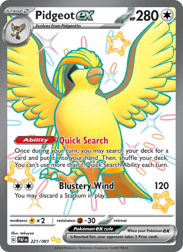 Carta Pidgeot ex 221/091 de Paldean Fates