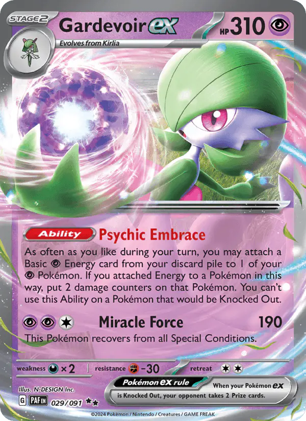 Carta Gardevoir ex 029/091 de Paldean Fates