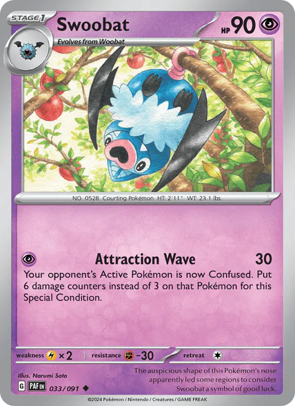 Carta Swoobat 033/091 de Paldean Fates