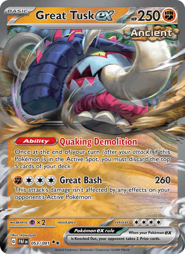 Carta Great Tusk ex 053/091 de Paldean Fates