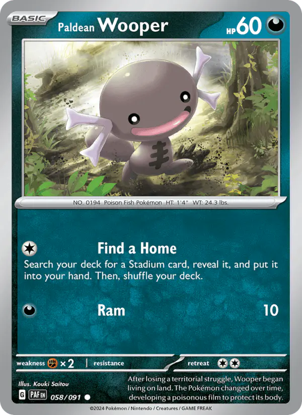 Carta Paldean Wooper 058/091 de Paldean Fates