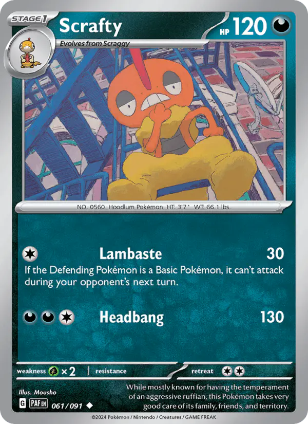 Carta Scrafty 061/091 de Paldean Fates
