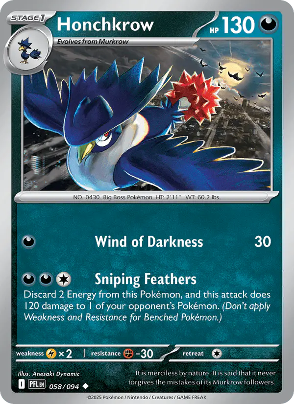 Carta Honchkrow 058/094 de Phantasmal Flames