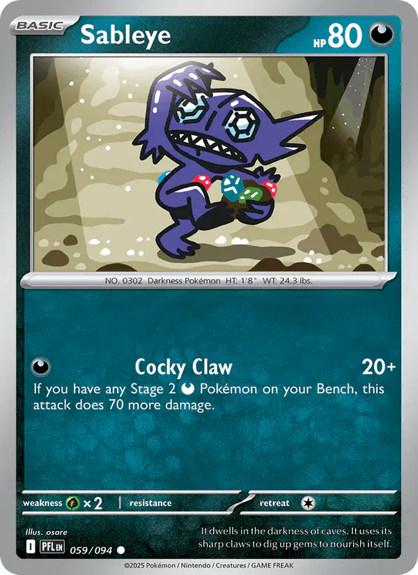 Carta Sableye 059/094 de Phantasmal Flames