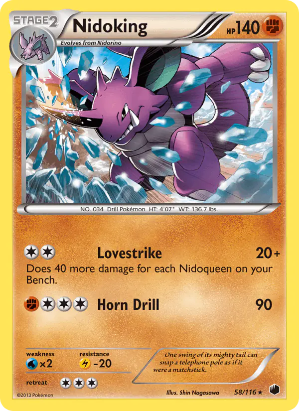 Carta Nidoking 58/116 de Plasma Freeze