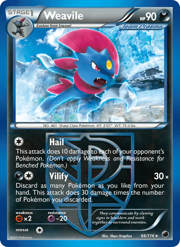 Carta Weavile 66/116 de Plasma Freeze